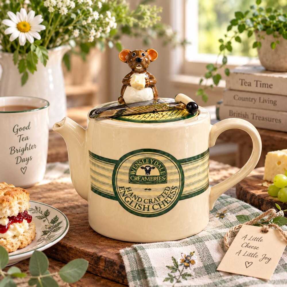 Wensleydale Creamery Limited Edition Teapot | Hand Painted British Ceramic Mouse